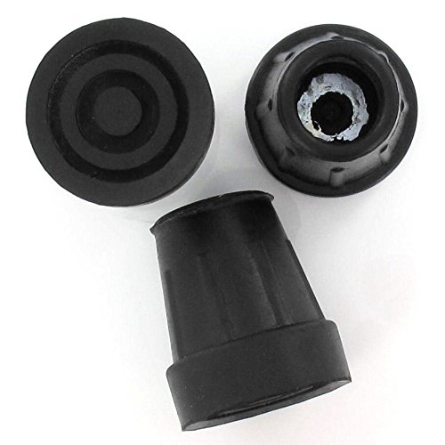 Cantidad 2x: 22mm Conteras Virolas De Goma Para Muletas Y Bastones - Negro - Por Lifeswonderful®