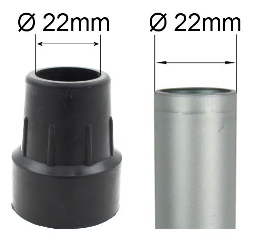 Cantidad 2x: 22mm Conteras Virolas De Goma Para Muletas Y Bastones - Negro - Por Lifeswonderful®