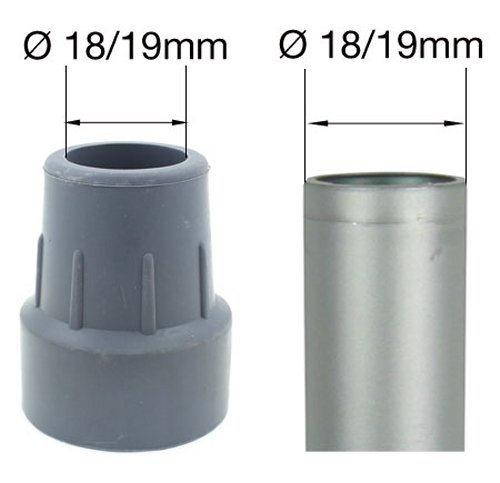 Cantidad 4x: 18/19mm Conteras Virolas De Goma Para Muletas Y Bastones - Gris - Por Lifeswonderful®