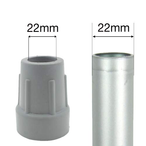 Cantidad 4x: 22mm Conteras Virolas De Goma Para Muletas Y Bastones - Gris - Por Lifeswonderful®