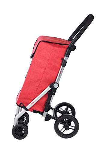 Carlett Carro de la Compra 4 Ruedas | Lett450 | Carrito Plegable con Bolsa Extraíble de Gran Capacidad 25kg/40L, Polietileno, Rojo