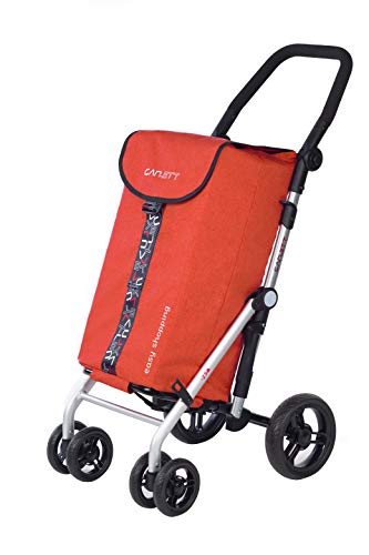 Carlett Carro de la Compra 4 Ruedas | Lett450 | Carrito Plegable con Bolsa Extraíble de Gran Capacidad 25kg/40L, Polietileno, Rojo