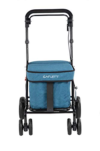 Carlett Carro de la Compra Andador | Lett700 | Carrito 4 Ruedas con Asiento, Carga Máx 100KG, Bolsa Extraíble Capacidad 35L/15KG y Freno de Seguridad, Sintético, Turquesa, 15KG/35L