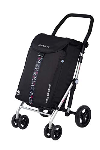 CARLETT - Carro de la Compra de 4 Ruedas Plegable con Bolsa Isotérmica de 11L de Capacidad | Carrito de Gran Capacidad de 65L/32kg con Manillar Regulable y Freno de Seguridad | Modelo Lett470 | Negro