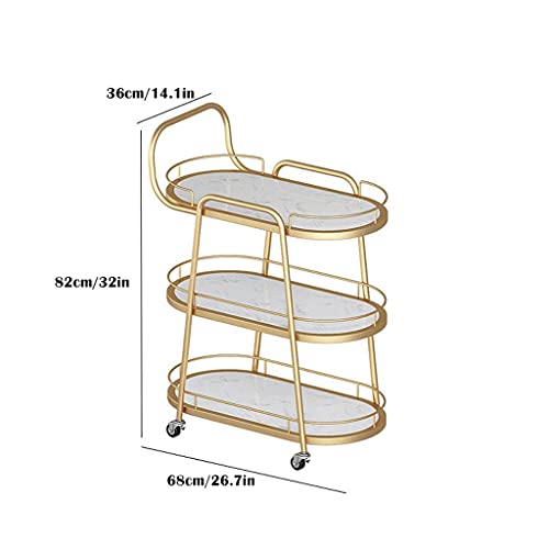 Carretillas Carrito de barra de vinos enrollables 3 TIERED Sirviendo el carrito de mármol o vidrio templado encimera moderna de la cocina de la cocina del carro de almacenamiento de cuatro lados