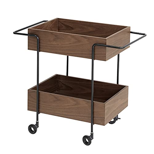 Carretillas Carrito industrial de la cocina, carrito de barra de ruedas con ruedas con ruedas de bloqueo de madera de madera y estructura de metal de madera de 2 niveles, para hotel en casa