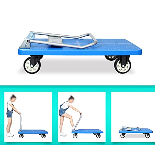 Carretillas Chasis de plástico de camión de plataforma con mango plegable de alta capacidad de carga para facilitar su transporte y almacenamiento duradero carrito de mano ( Size : Small )