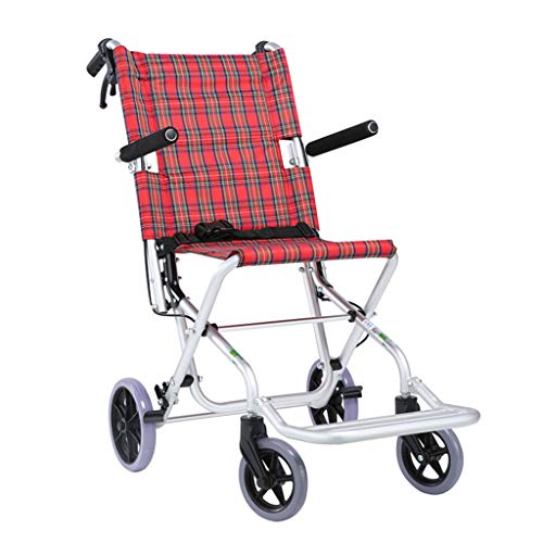 Carritos de la compra Silla de Ruedas Ancianos Silla de Ruedas Carro Scooter para minusválidos Carrito pequeño Silla de Ruedas Plegable Puede soportar 75 kg (Color : Red, Size : 40 * 90 * 94cm)