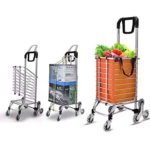 Carro de la Compra Plegable, Carrito de la Tienda 2 en 1 y Pliegue Manual con Ruedas para Subir escaleras, Bolsa Desmontable Bolsa de supermercado con Ruedas (Color : A)