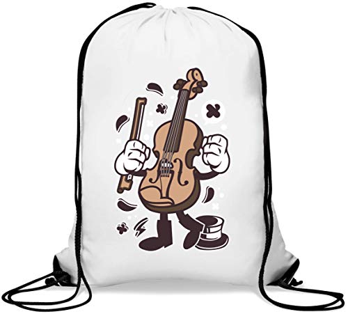 Cartoon Style Violin Opera Music Lover Instrument Mochila con cordón Informal Gym Sack