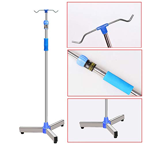 Carts Soporte para Suero Intravenoso Portátil de Acero Inoxidable, Altura Ajustable 110cm-190cm, 2 Ganchos / 4 Ganchos, para Hospitales, Clínicas, Atención Domiciliaria