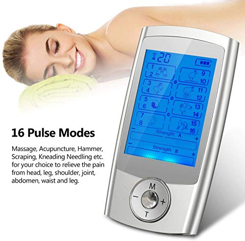 CARYWON Masajeador Electroestimulador Digital EMS TENS Masaje Recargable 16 Modos 8 Pads 2 Canales Estimulador Muscular Recargable Masajeador Electro