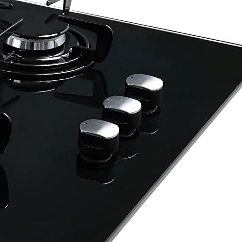 Cata Placa Cristal Modelo L 7005 Ci | 5 Quemadores de Gas Natural | Ancho de 70 cm | Color Negro, 51 x 70 x 5,5 cm