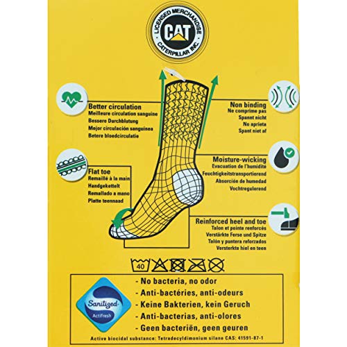 Caterpillar Diabetic Work Socks 6 Pares Calcetines Trabajo, Mejor Circulación Sanguínea, Talón Puntera Reforzados, Absorción Humedad, No Aprieta, Algodón, Remallado a Mano (Negro, 43-46)