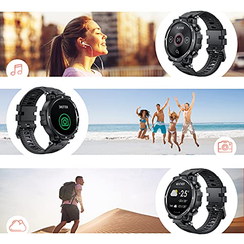 CatShin Smartwatch Hombre Mujer Reloj Inteligente con Pulsómetro, Presión Arterial, Podómetro Pulsera Actividad Impermeable IP68 Relojs Inteligentes para Android iOS y Huawei iPhone Smartphone Negro