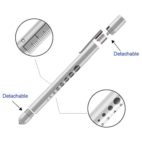 CAVN Diagnóstico Linterna medica Penlight (2 Piezas), médico reutilizable de LED linterna con calibrador de pupilar para medicos enfermeras con Clip de bolsillo