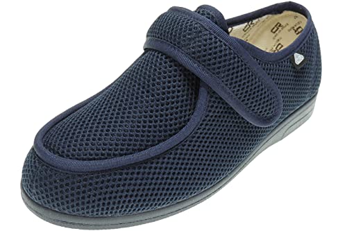 CELIARUIZ Wallaby-REJ Zapatilla Wallaby Rejilla Extra Ancho Especial Antibacteriana Sanitized Diabéticos Posoperatorio Ajuste Velcro Hombre Mujer Unisex Marino Talla 44