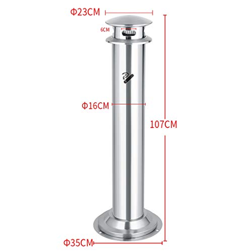 cenicero de pie Vertical de acero inoxidable Papelera de hollín Columna Zona de fumadores con cenicero al aire estacionario de cigarrillos titular de construcción Cenicero clásico suelo gris bote de b