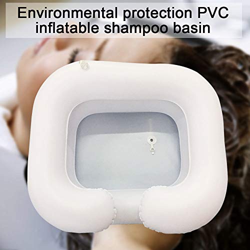 Centeraly Lavabo inflable para el cabello, portátil inflable con tubo de drenaje, lavar el cabello en la cama, sistema de ducha de noche para personas mayores, lesionados, discapacitados