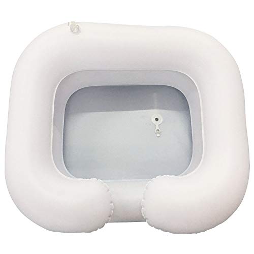 Centeraly Lavabo inflable para el cabello, portátil inflable con tubo de drenaje, lavar el cabello en la cama, sistema de ducha de noche para personas mayores, lesionados, discapacitados