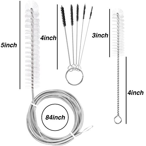 Cepillos de Limpieza de Tubo CPAP 7 Pies Flexible, 7 Pulgadas de Cepillo a Mano con Juego de 5 Piezas de Mini Cepillos de Nylon 4 Pulgadas para Tubo Estándar en Diámetro de 22 mm