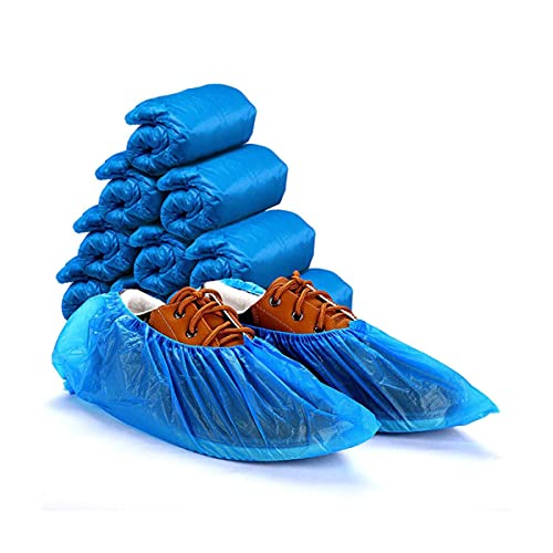 CH-GTJ Cubrezapatos Desechables, Antideslizante Cubiertas De Plástico CPE, Fundas De Zapatos Desechables Engrosada A Prueba De Polvo para Calzado De Interior/Exterio,Azul,200 Pack