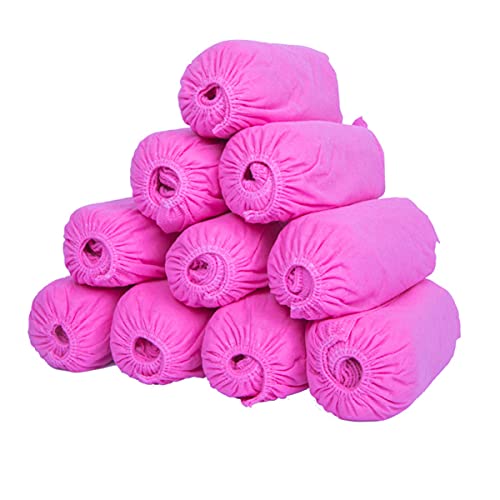 CH-GTJ Cubrezapatos Desechables, Cubre Zapatos Antideslizantes, No Tejida Cubre Zapatos De Protección, Engrosada A Prueba De Polvo para Calzado De Interior/Exterior,Rosado,200 Pack