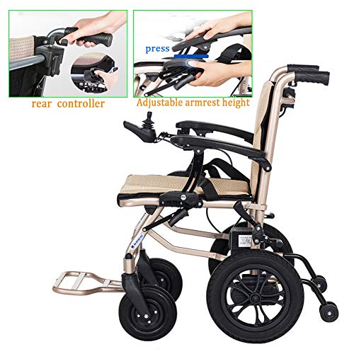 Chair Silla De Ruedas Inteligente Silla De Ruedas Eléctrica Power Plegable Wheelchair Ligera De La Aleación De Aluminio Silla,conduzca con Potencia O Use como Silla De Ruedas Manual