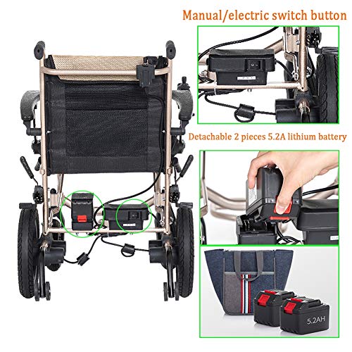 Chair Silla De Ruedas Inteligente Silla De Ruedas Eléctrica Power Plegable Wheelchair Ligera De La Aleación De Aluminio Silla,conduzca con Potencia O Use como Silla De Ruedas Manual