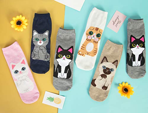 Chalier 6 Pares Calcetines de Animales de Mujer Calcetines Divertidos para Mujer Calcetines para Gatos y Perros