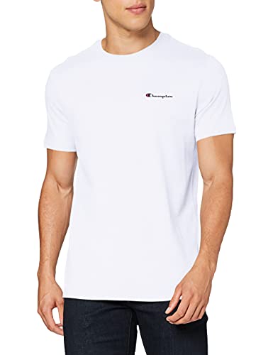 Champion Classic Small Logo Crewneck T-Shirt Camiseta, Blanco, S para Hombre