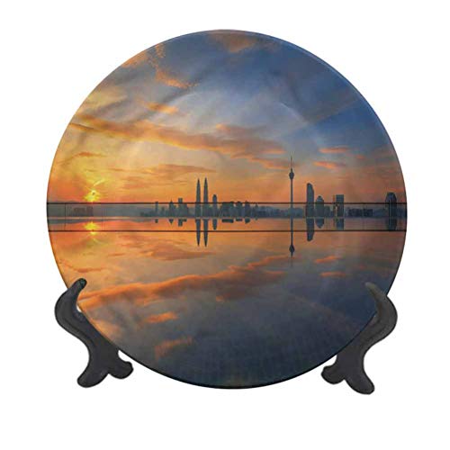 Channing Southey - Plato de cena de cerámica para paisaje de 10 pulgadas, diseño de paisaje urbano de Sunrise redondo de porcelana de cerámica para decoración de pared de hogar y oficina