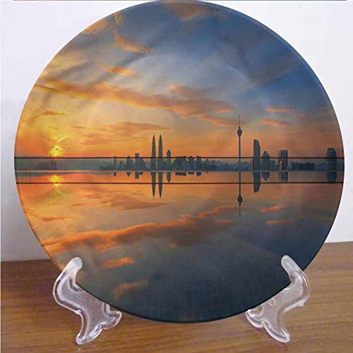 Channing Southey - Plato de cena de cerámica para paisaje de 10 pulgadas, diseño de paisaje urbano de Sunrise redondo de porcelana de cerámica para decoración de pared de hogar y oficina