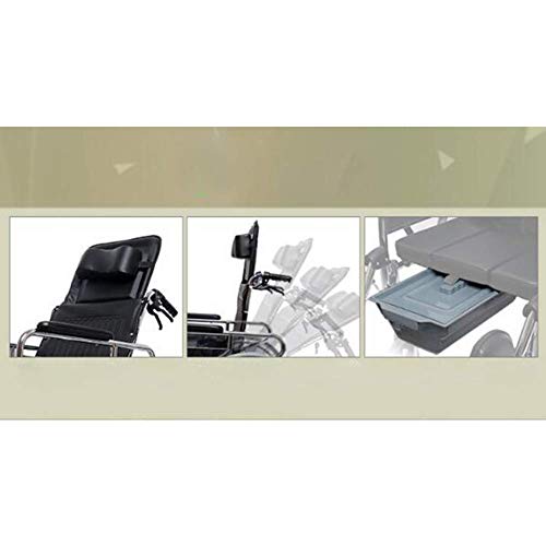 Chapado Silla de ruedas plegable Asiento de respaldo alto totalmente reclinable Silla de ruedas con neumático sólido Cinturón de seguridad Frenos de mano Cómodo reposabrazos Asiento fácil de transport