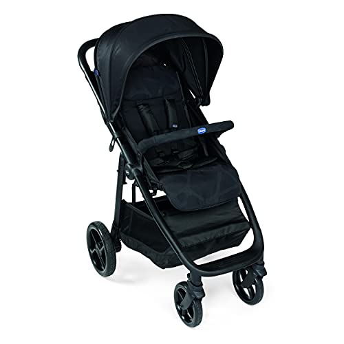 Chicco Multiride Todoterreno Silla de Paseo Ligera 0 Meses - 22 Kg, Carrito Bebé Compacto y Reclinable con Ruedas Antipinchazos, Plegado Fácil, Capota para Sol y Lluvia, Color Negro (Jet Black)