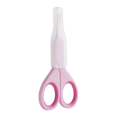 Chicco Tijeras Uñas Bebé Recién Nacido y Niños Pequeños, Cortauñas de Acero Inoxidable con Hojas Curvas y Punta Redondeada, Funda Protectora, Goma Antideslizante Accesorio Esencial Neceser, Rosa