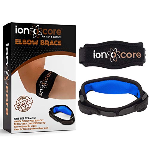 Cinta de compresión para codo, ligera y ajustable con acolchado EVA, ideal para practicar deportes como el tenis o el golf, talla única, marca Ionocore