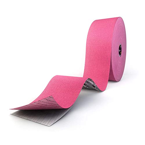 Cinta de Kinesiología de rollo a granel SPORTTAPE de 5 cm x 22 m - ROSA - Cinta de fisioterapia K extra adhesiva e impermeable para lesiones musculares y soporte Rollo extra largo