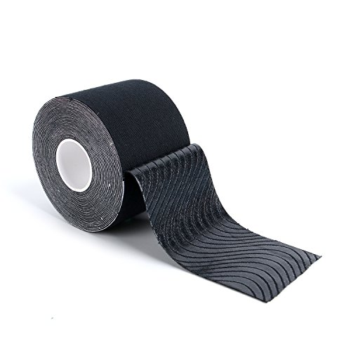 Cinta de Kinesiología Superbe (paquete de 3), Cinta Elástica Terapéutica Para Deportes Atléticos, Alivio del Dolor, Recuperación y Fisioterapia, 5 cm x 5 m (Negro)