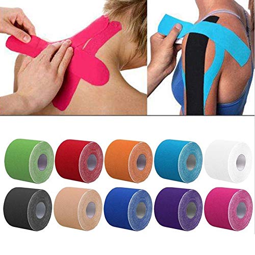 Cinta Kinesiología Tape CompresióN Cinta De Soporte Muscular EláStica,Cinta Adhesiva Deportiva Pegatinas Musculares Para Ejercicio RecuperacióN De Lesiones Deportivas,10cm*5m