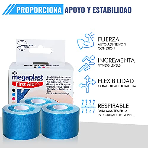 Cinta Kinesiologica Adhesiva Deportiva - Vendaje Neuromuscular - 1 Cinta Elastica Autoadhesiva - Tape Deportivo Fisioterapia - Cross Tape Funcional