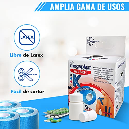 Cinta Kinesiologica Adhesiva Deportiva - Vendaje Neuromuscular - 1 Cinta Elastica Autoadhesiva - Tape Deportivo Fisioterapia - Cross Tape Funcional