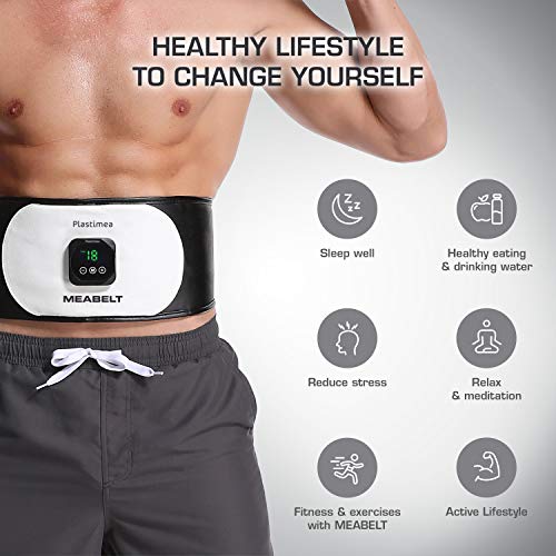 Cinturón Abdominal con Tecnología EMS - Electroestimulador Meabelt 500 - Tonifica los Abdominales, Adelgaza y Quema Grasa - ¡6 Programas, 18 Niveles de Intensidad!