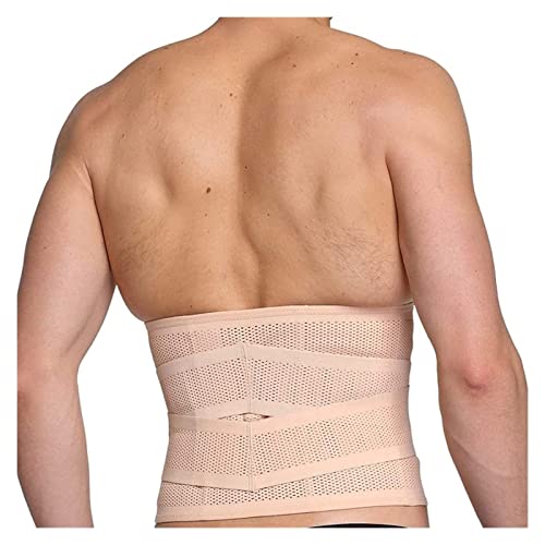 Cinturón de soporte lumbar para mujeres y hombres, protección amplia, alivio para el dolor de espalda, hernia de disco, ciática, escoliosis y más - Diseño de malla transpirable (Color: Beige, Tamaño: