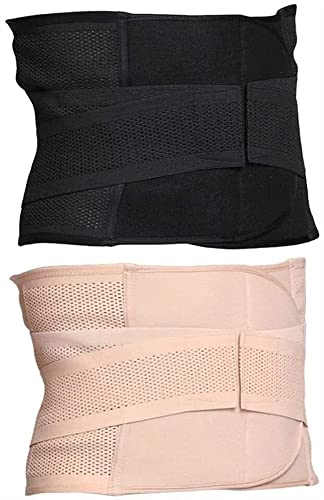 Cinturón de soporte lumbar para mujeres y hombres, protección amplia, alivio para el dolor de espalda, hernia de disco, ciática, escoliosis y más - Diseño de malla transpirable (Color: Beige, Tamaño: