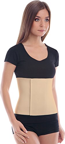 Cinturón elástico postoperatorio abdominal 24cm / Faja postparto y postoperatorio/Apoyo de los músculos abdominales y lumbosacro/Unisex/Medium Beige