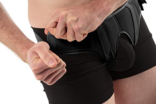 Cinturón para Hernia Inguinal Para los Hombres di aHeal - Soporte Doble Correa de compresión ajustable alivio del dolor de ingle - Tamaño 2: 89.5-97 CM; 35-38.1", Negro