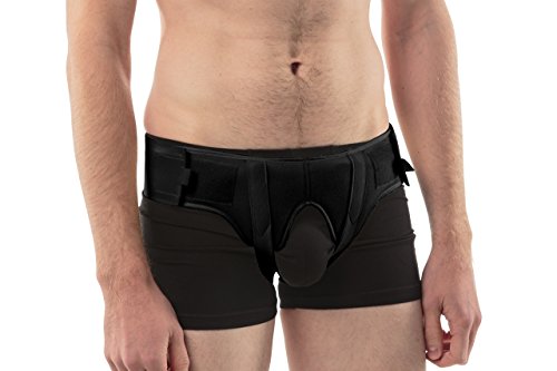 Cinturón para Hernia Inguinal Para los Hombres di aHeal - Soporte Doble Correa de compresión ajustable alivio del dolor de ingle - Tamaño 2: 89.5-97 CM; 35-38.1", Negro