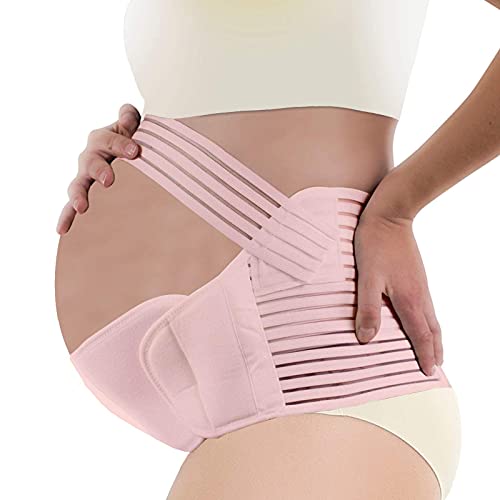 CinturóN Soporte para El Embarazo CinturóN Maternidad para Cintura Espalda Banda para el Abdomen Ortesis Vientre (Pink,XL)