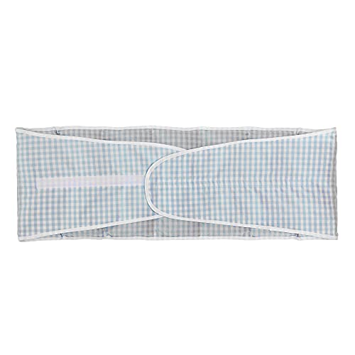 Cinturón térmico de semillas de uva para atar, cinturón con cierre de velcro, aprox. 135 cm, 7 cámaras, cojín de calor XXL, cojín de grano, tejido orgánico, azul claro y blanco